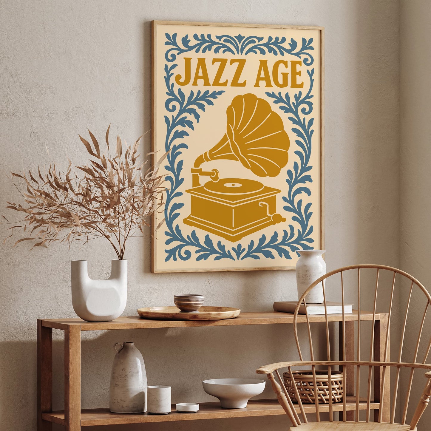 Jazz Age Music Poster, Vintage Gramophone Wall Art