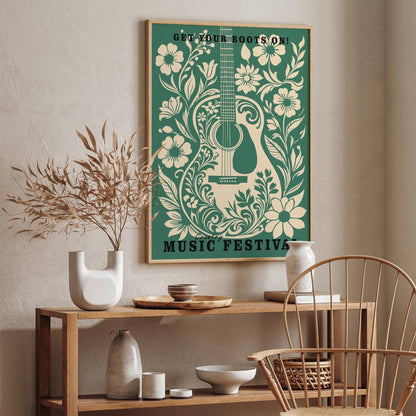 Green Country Music Retro Poster