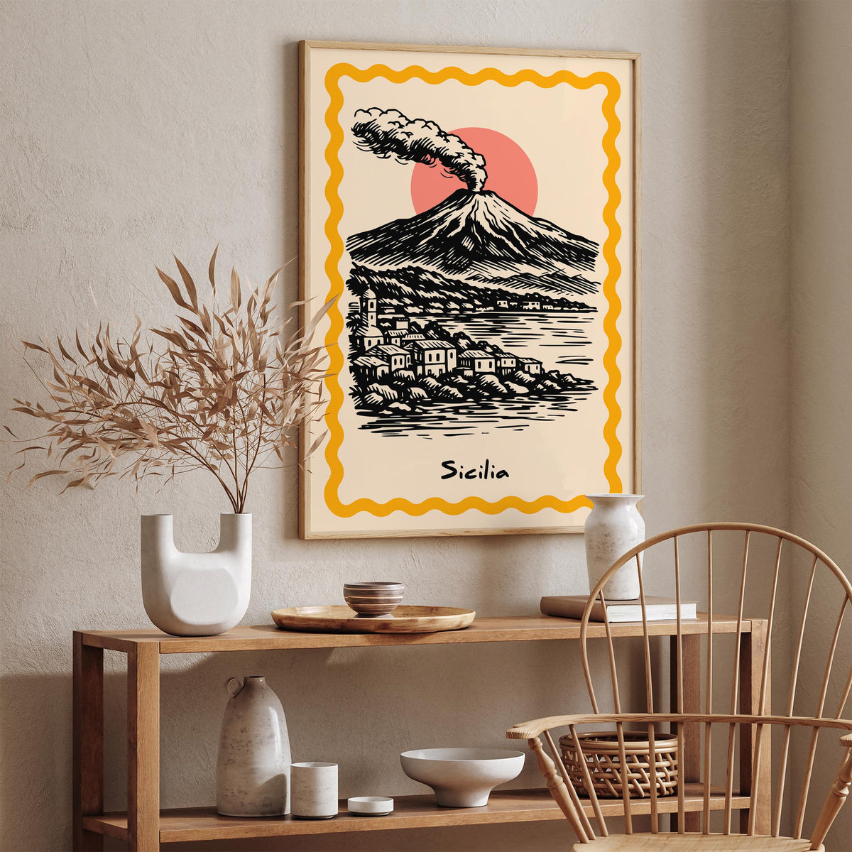 Sicily Mount Etna Travel Poster