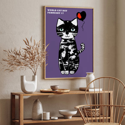 Cute World Cat Day Artistic Poster