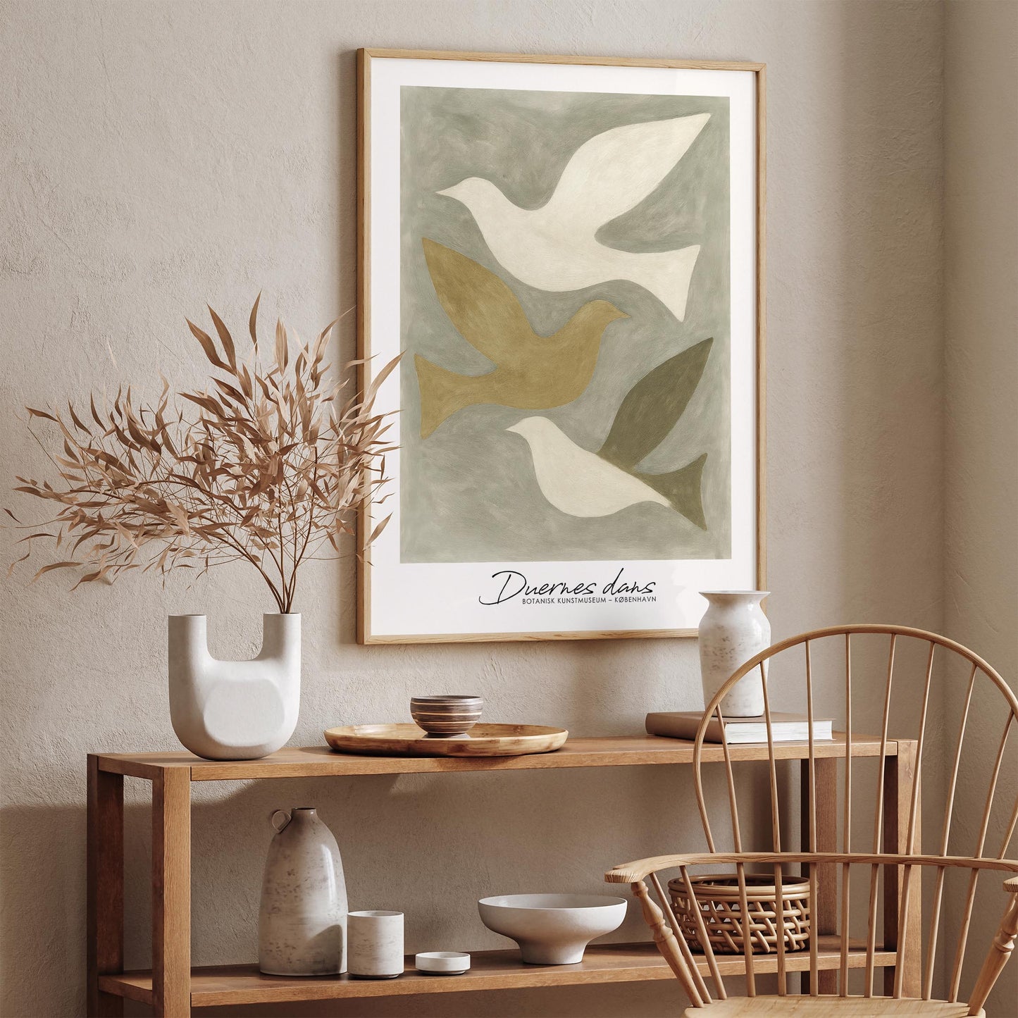 Dance of Doves Poster - Scandinavian Danish Art Print