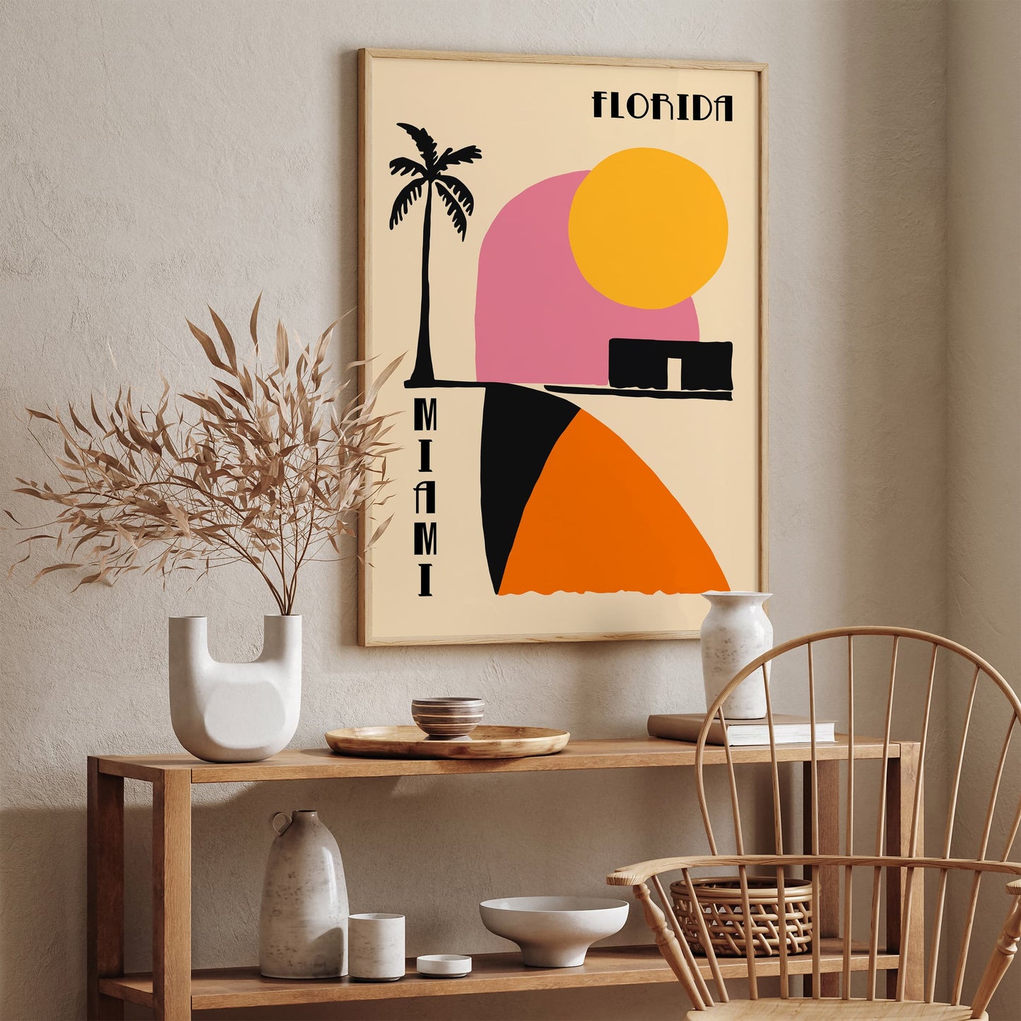 Florida Miami Poster, Mid Century Modern Style