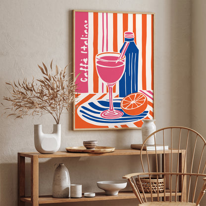 Cafe Italiano Blue Pink Kitchen Wall Art