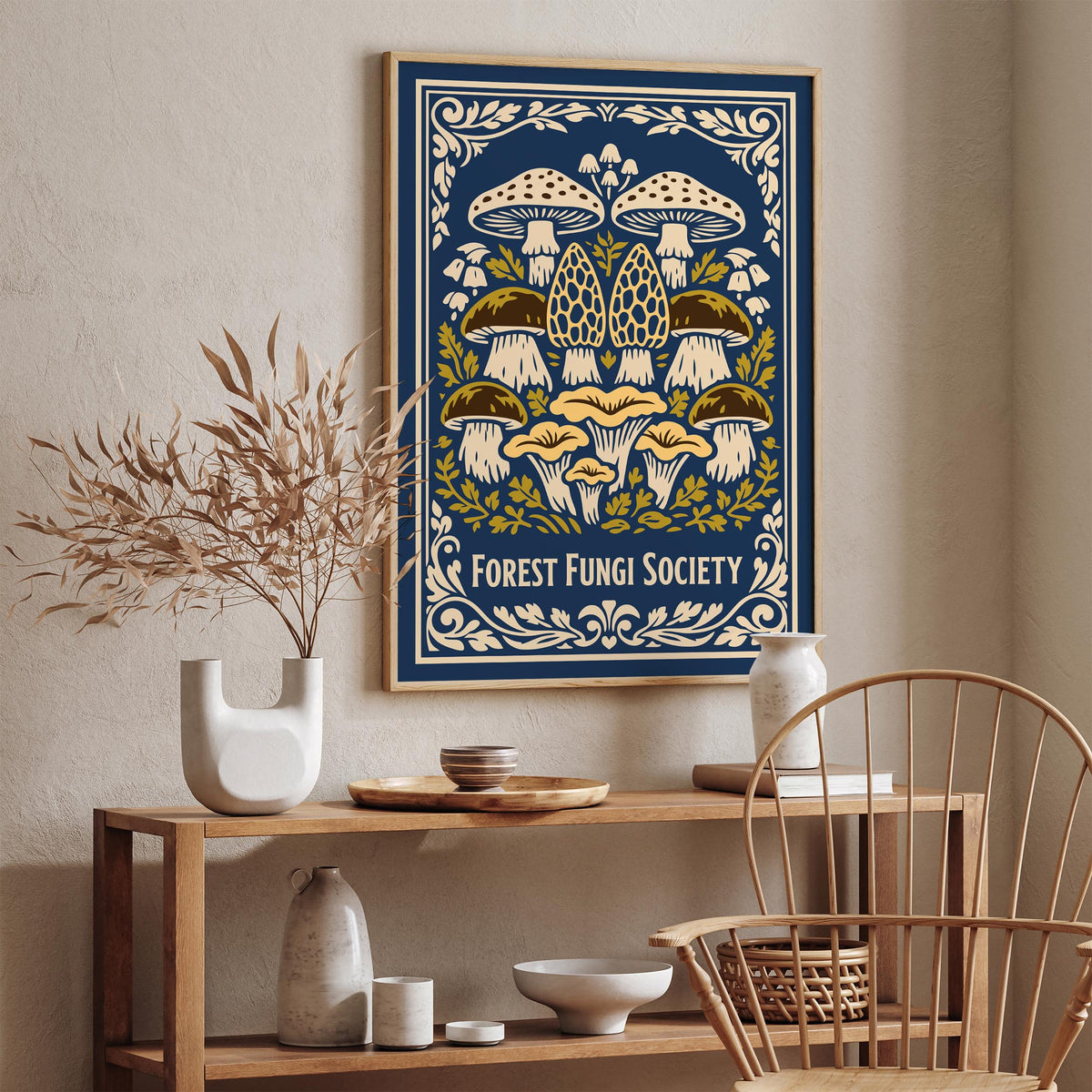 Forest Fungi Vintage Nature Art Poster