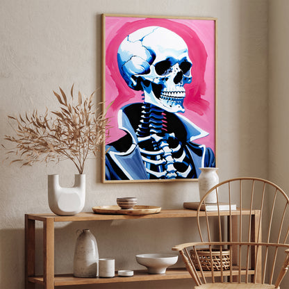 Skeleton Pink Halloween Art Print 2024