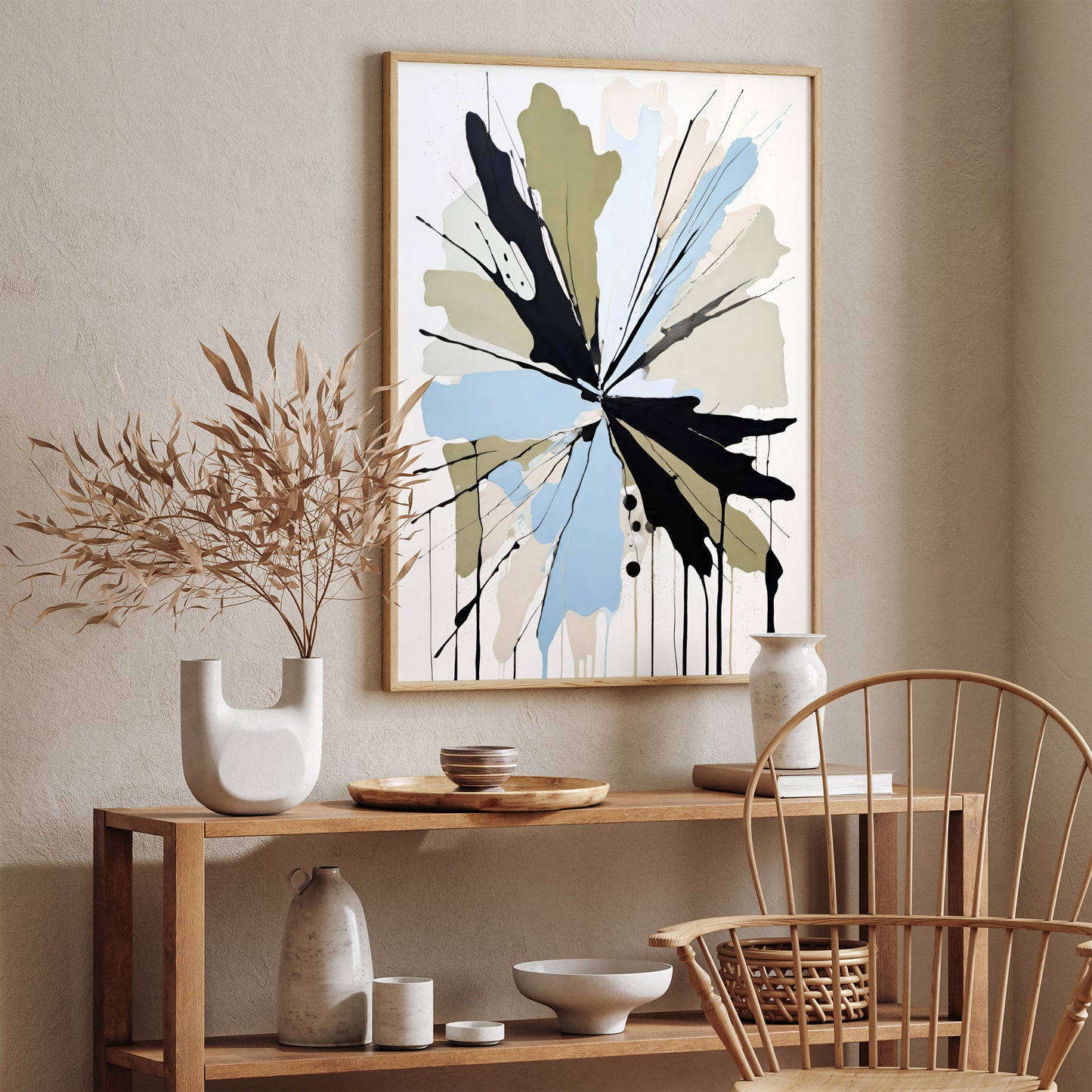 Blue Abstract Art for Bathroom Decor