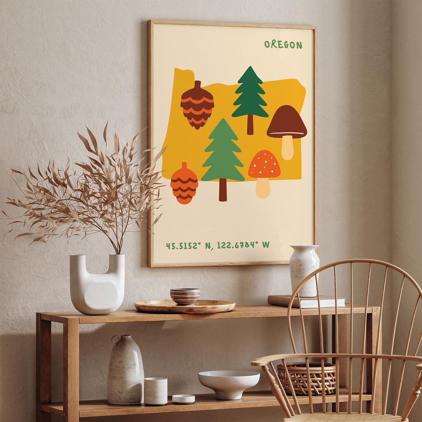 Oregon Map - Travel Wall Art Print