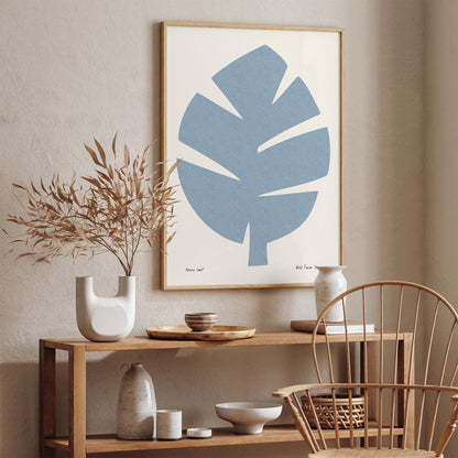Azure Leaf Minimalist Poster