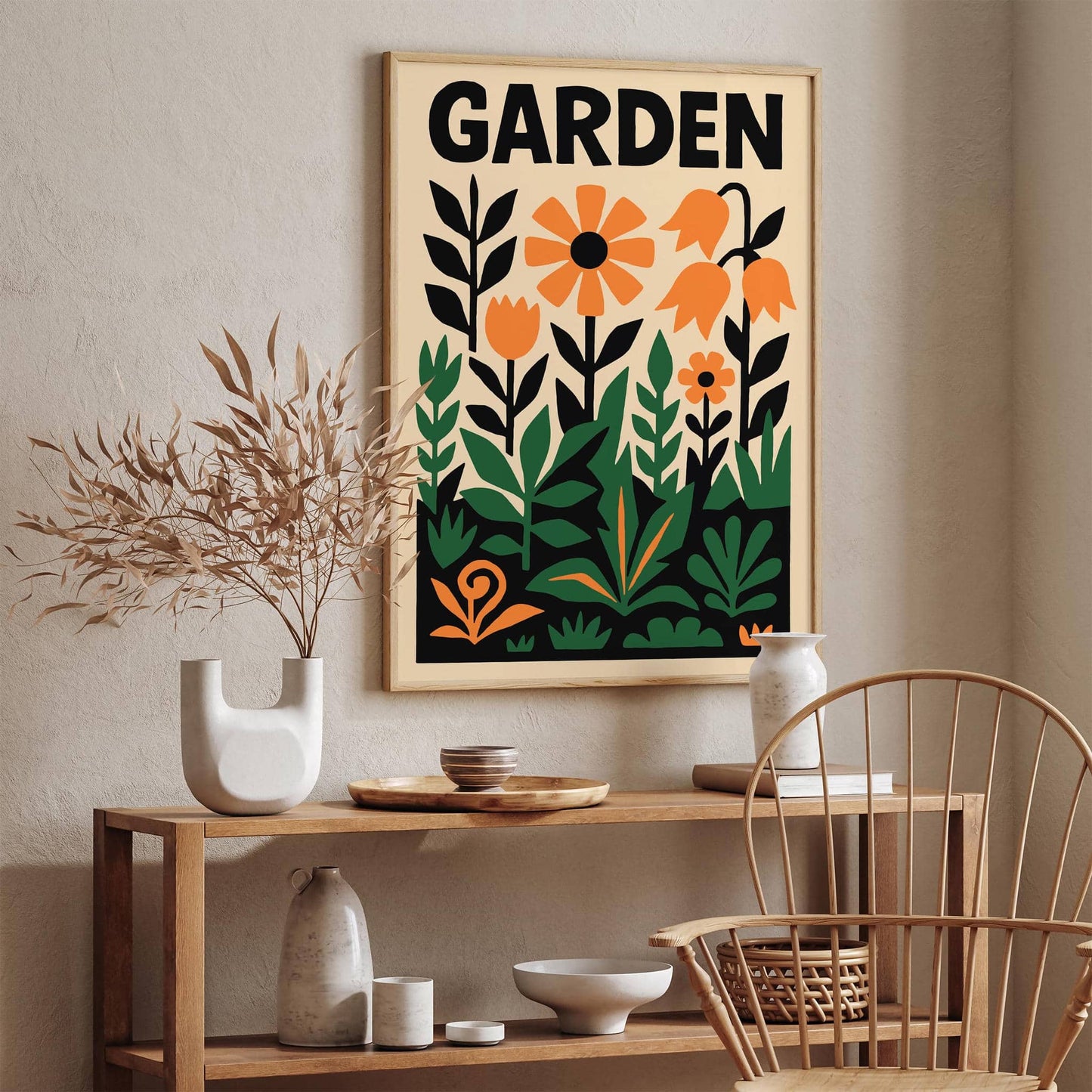 Garden Poster - Cut Outs Floral Retro Wall Art