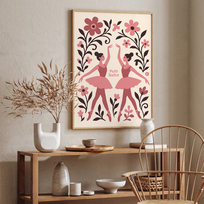 Pink Ballerina Poster - Girls Room Ballet Wall Art Decor