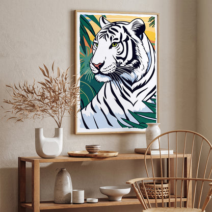 White Jungle Cat Giclee Art Print