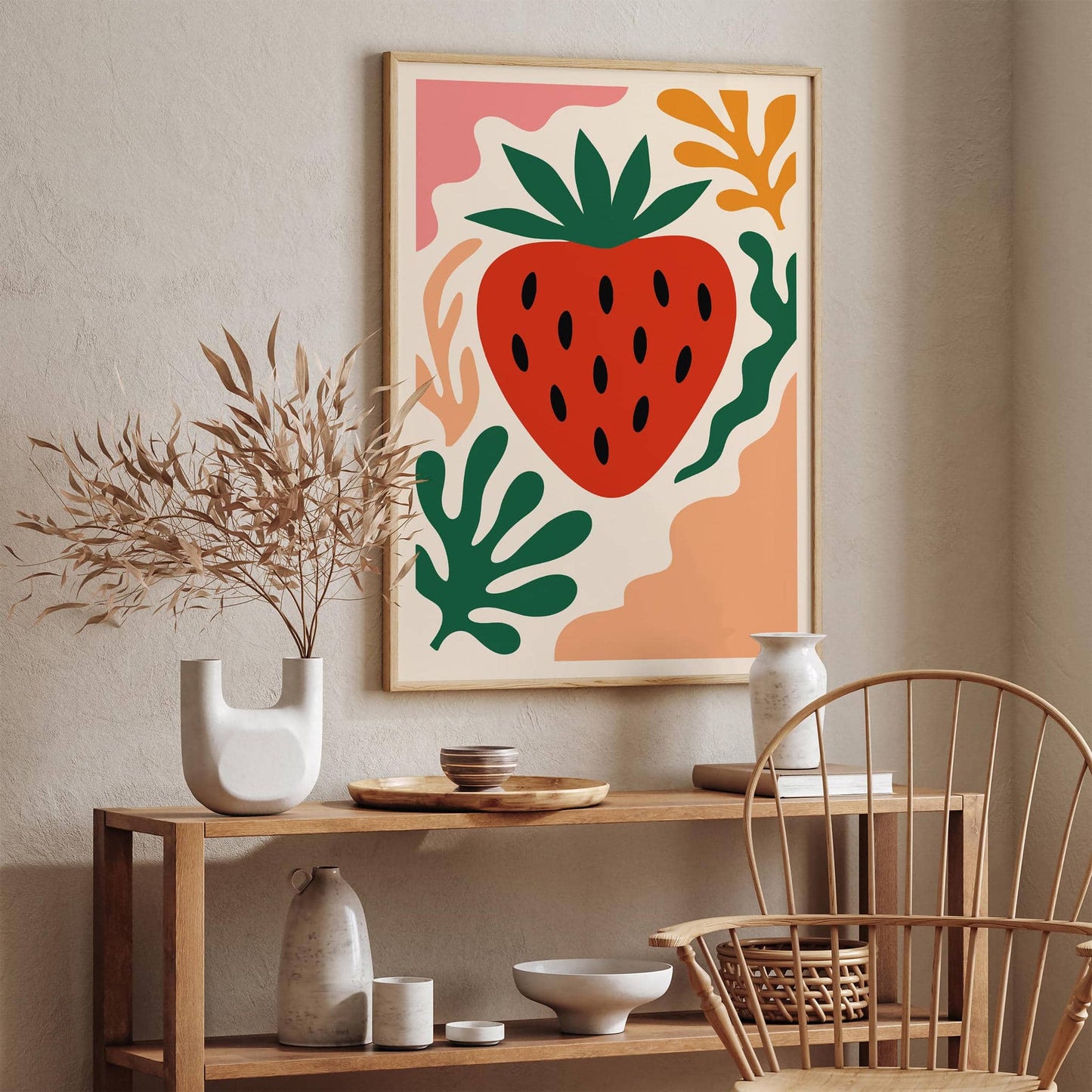 Bohemian Retro Strawberry Poster