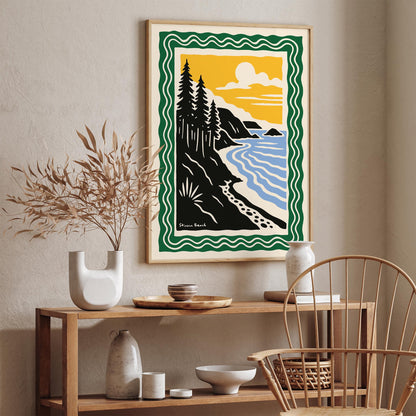 Stinson Beach, California Poster - Retro Landscape Wall Art