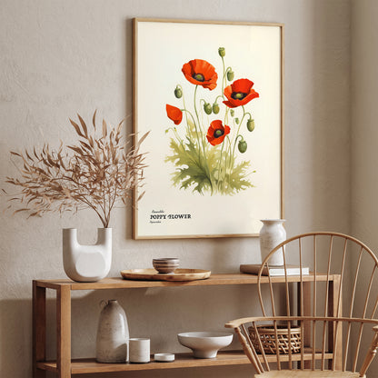 Poppy Flower Vintage Illustration Poster