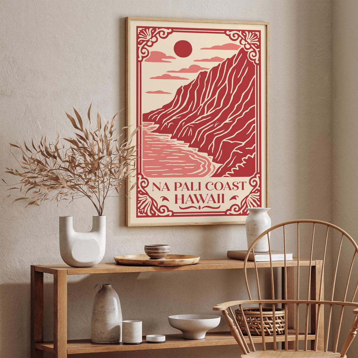 Pink Na Pali Coast Travel Poster