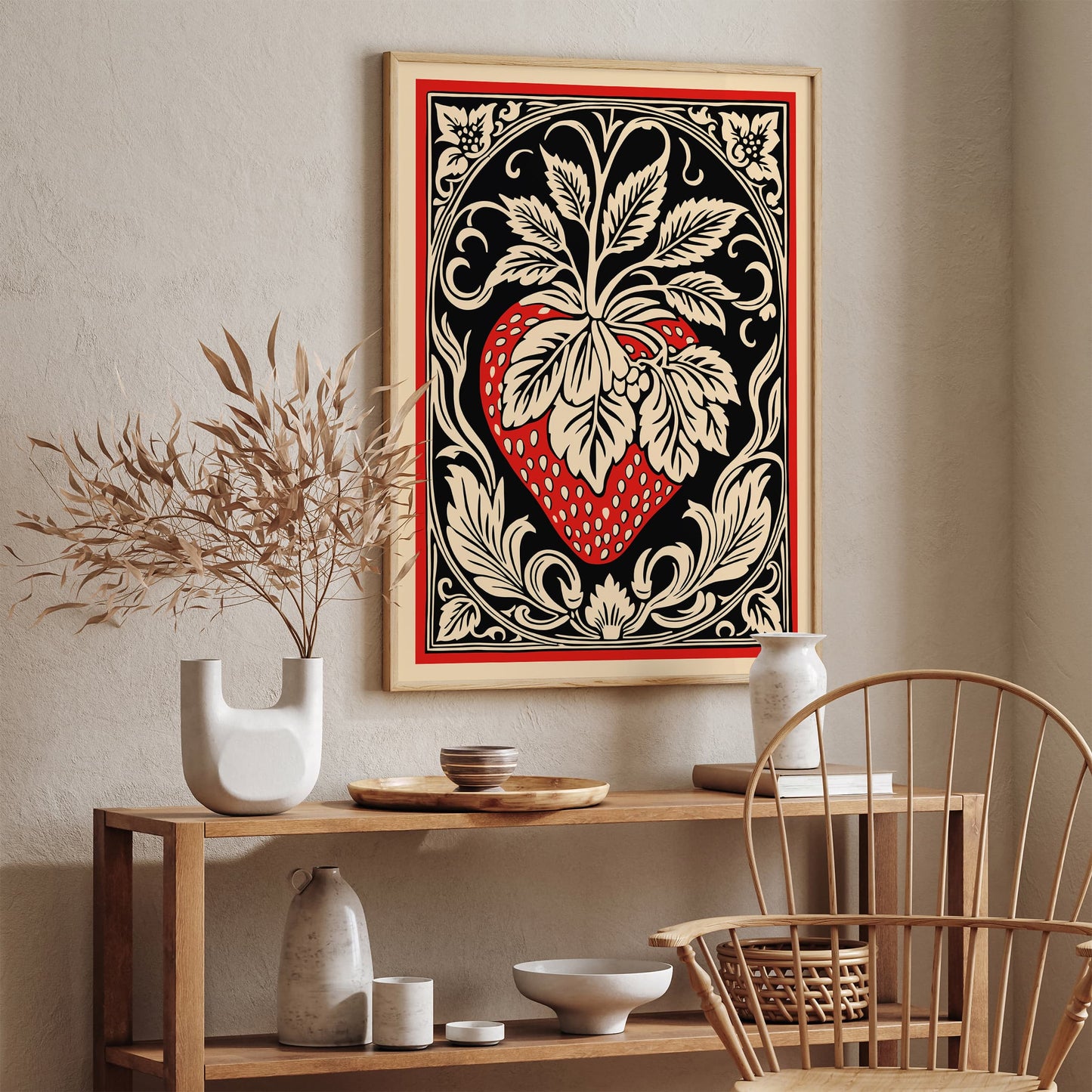 Big Red Strawberry in Rococo Style Poster