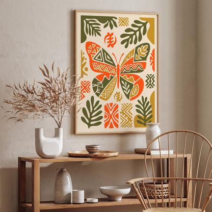 Boho Ethnic Butterfly Art Poster