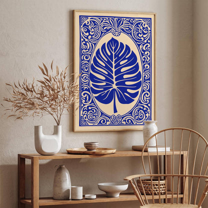 Blue Monstera Leaf - Rococo Revival Print