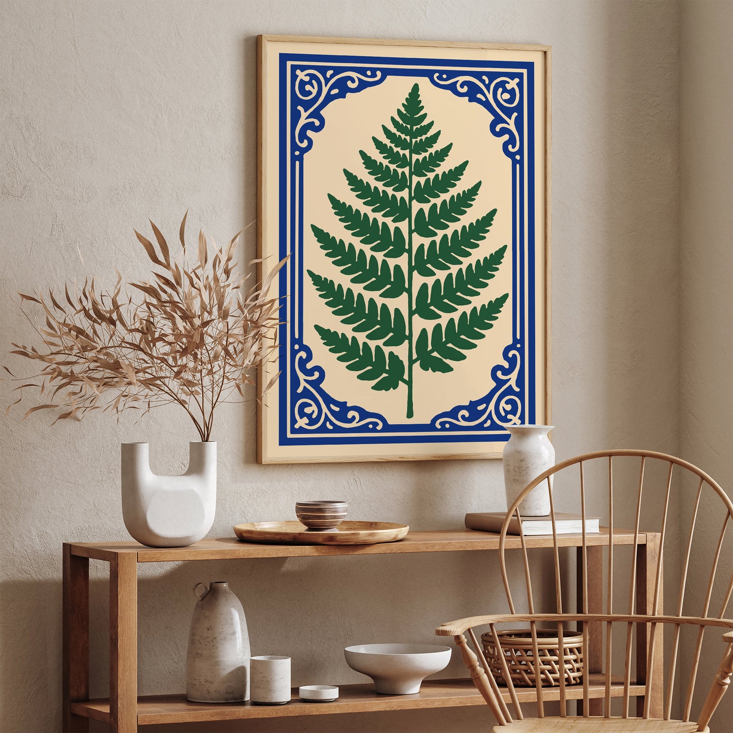 Fern Leaf in Rococo Style Poster - Botanical Classic Home Decor