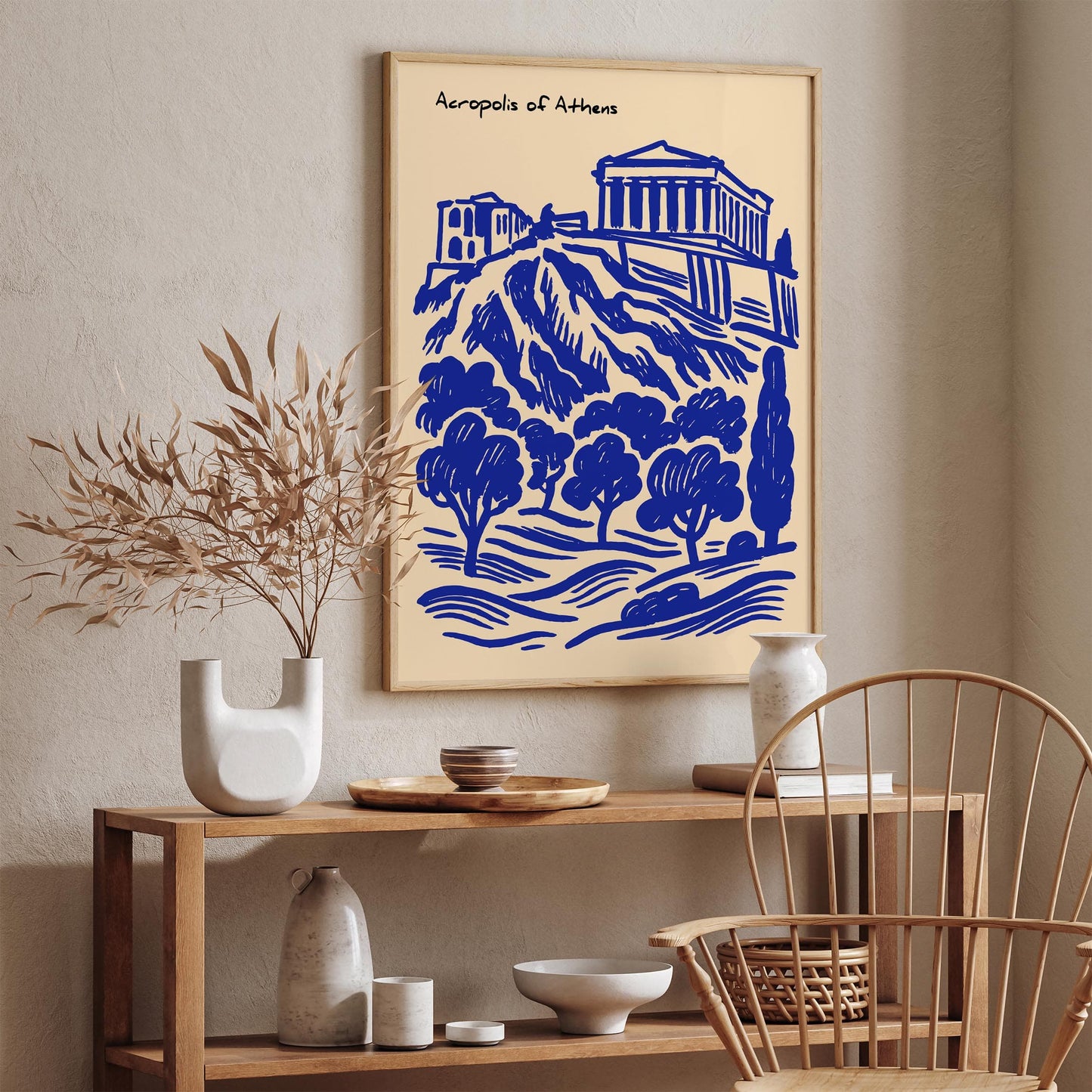 Acropolis Athens Poster - Blue Greece Travel Wall Art