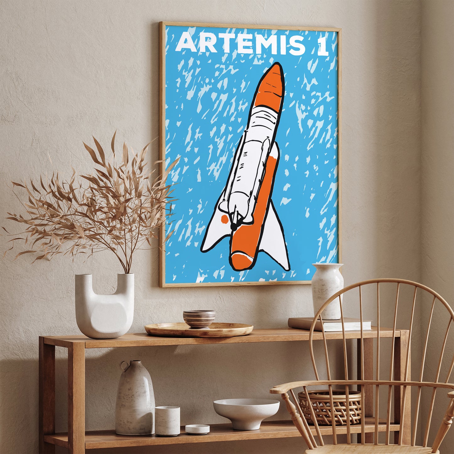 Artemis 1 Blue Art Print - Kids Room Decor