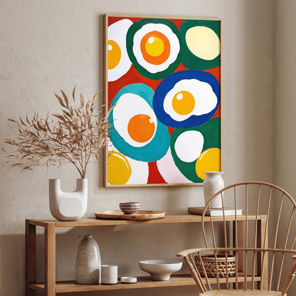 Colorful Fried Eggs Painting Art Print