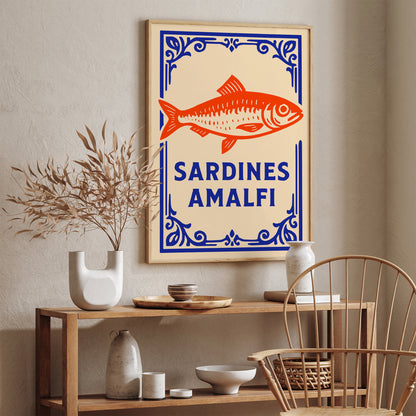 Sardines Amalfi Poster – Italian Coastal Kitchen Wall Art