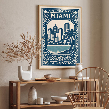 Mami Cityscape Art Print - Blue Landscape Poster