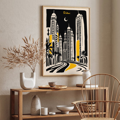 Dubai Cityscape Retro Travel Art Print
