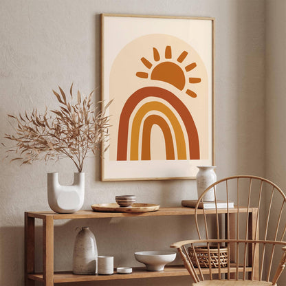 Boho Chic Rainbow & Sun Poster