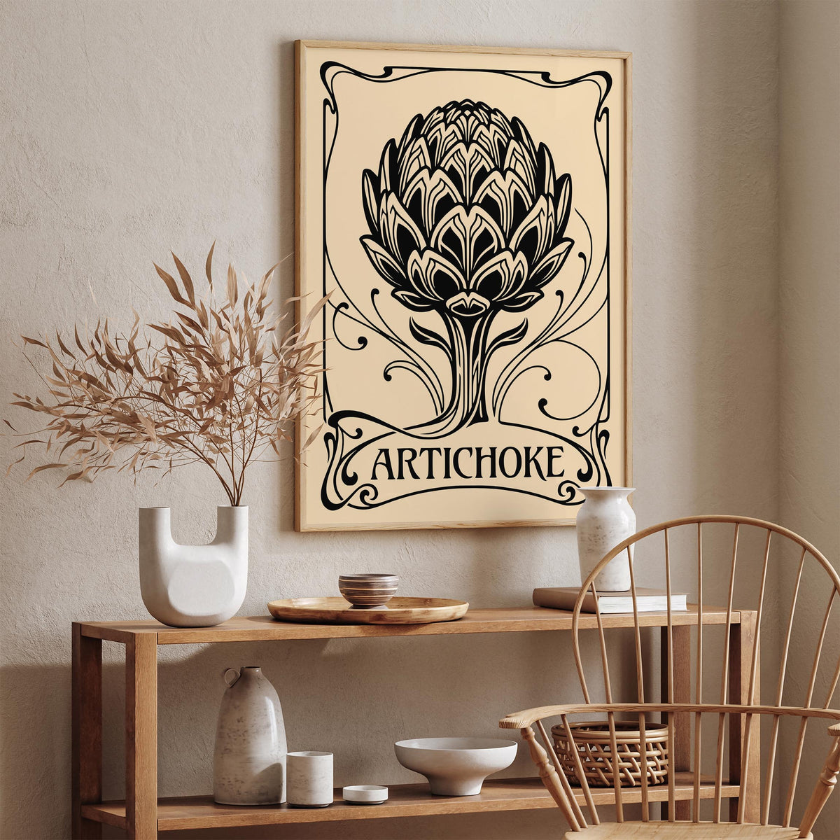 Black Vintage Artichoke Poster