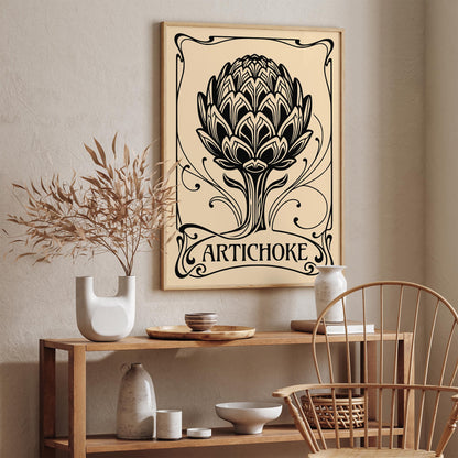 Black Vintage Artichoke Poster