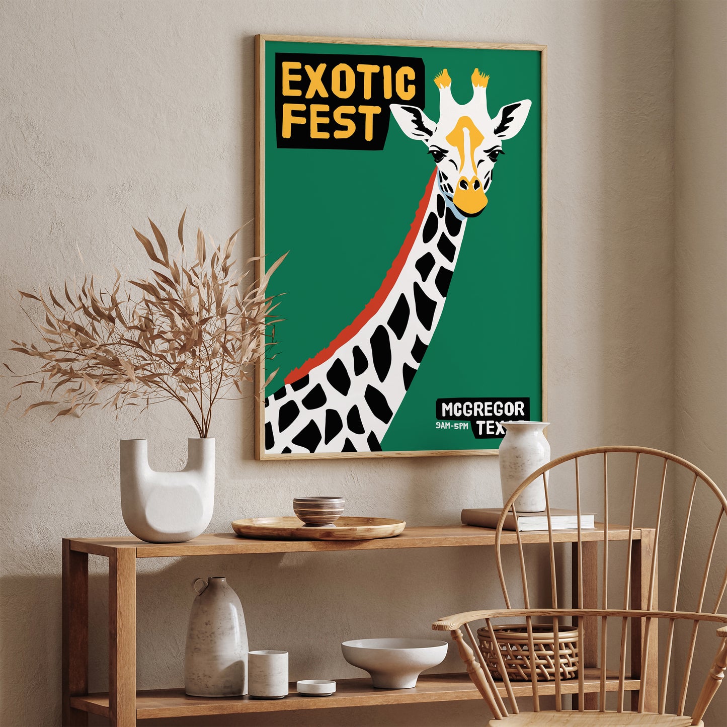 Exotic Fest - Retro Giraffe Poster