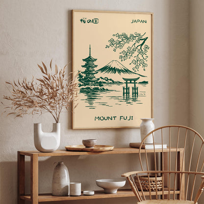 Mount Fuji Japan Green Landscape Poster