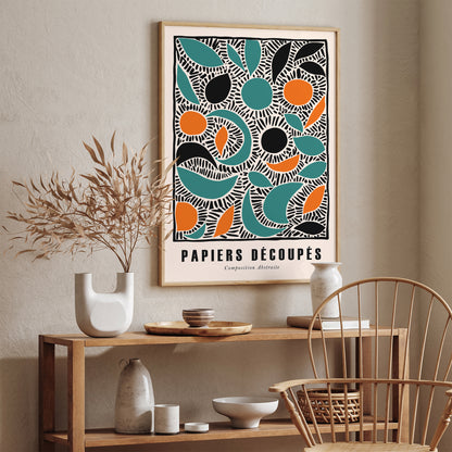 Retro Abstract Green Cut Outs Art Print