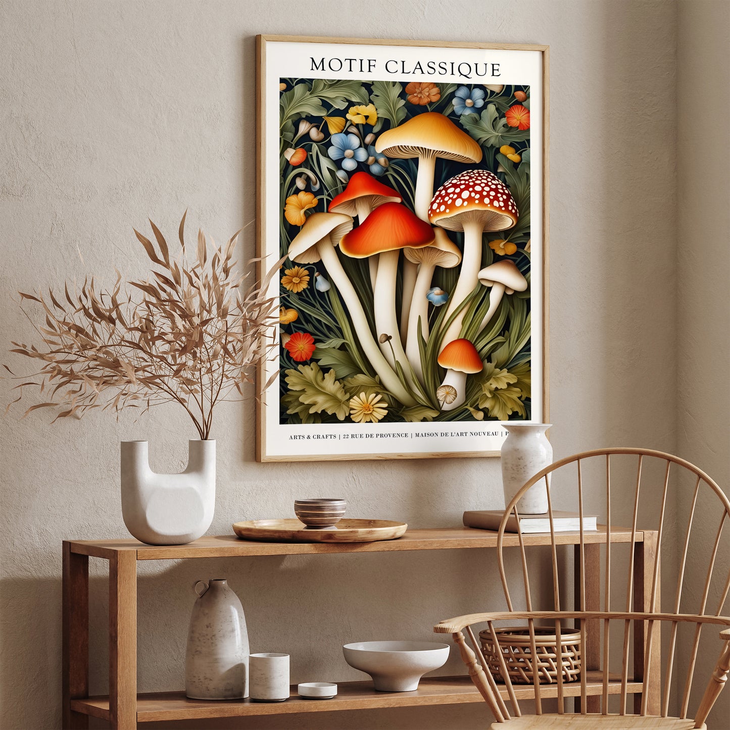 Motif Classique Mushrooms Forest Poster