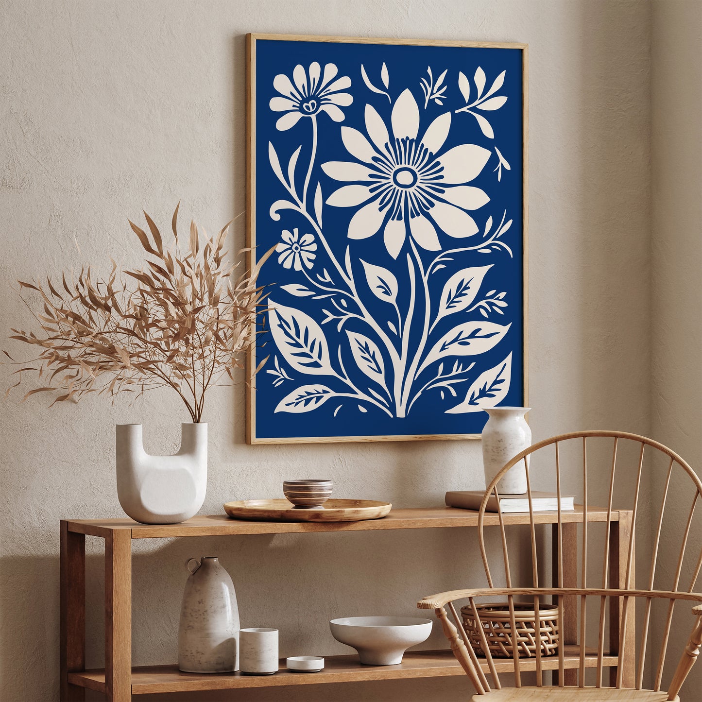 Blue Floral Wall Art Print