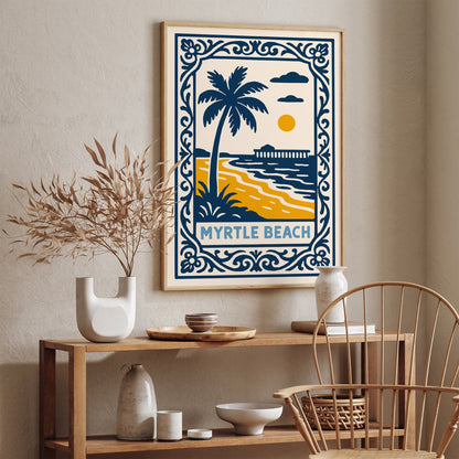 Myrtle Beach Travel Poster - Blue Landscape Art Print