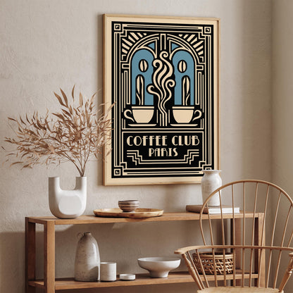 Coffee Club Paris Poster - Art Deco Cafe Wall Decoration