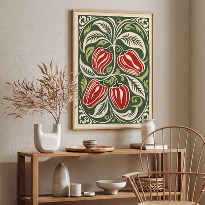 Red Peppers Rococo Kitchen Art Print