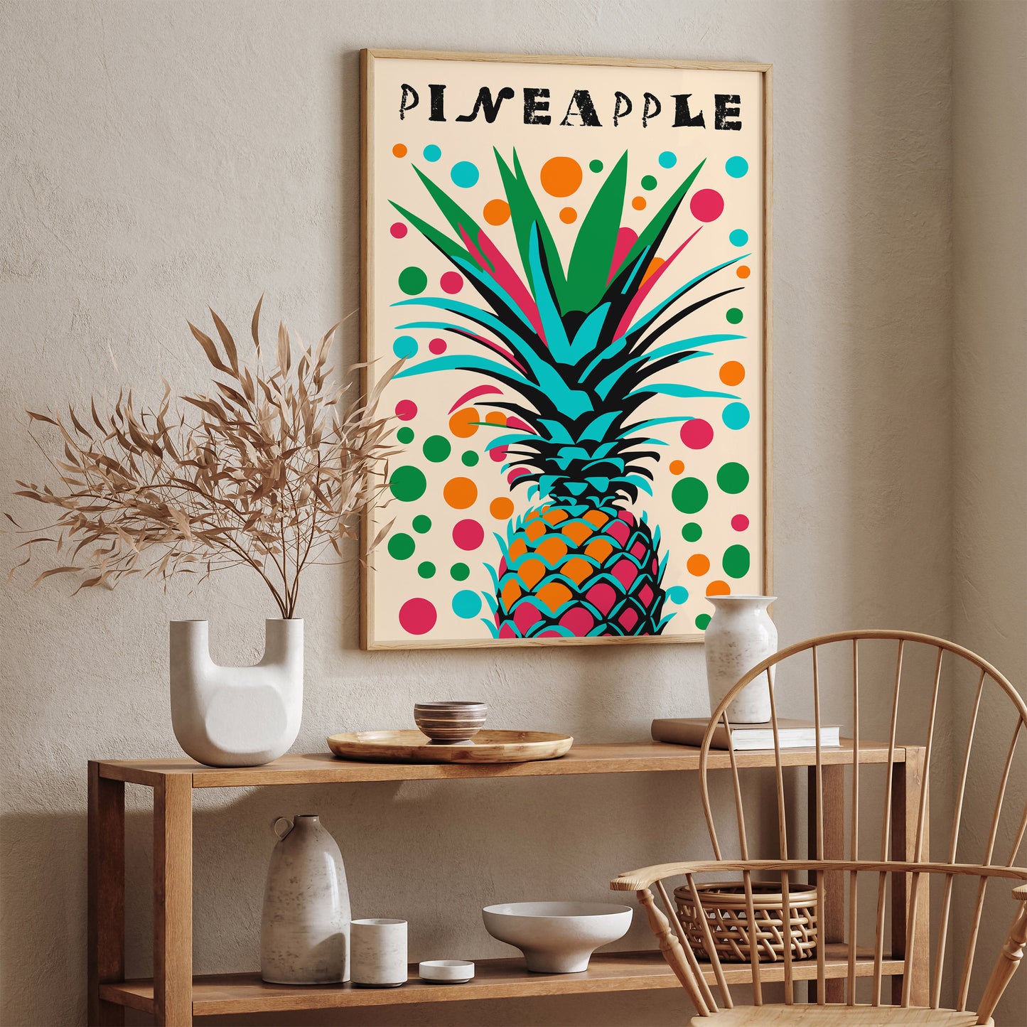 Disco Pineapple Happy Kitchen Art Print