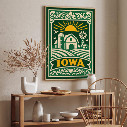 Iowa Green Poster - Travel Wall Art Print