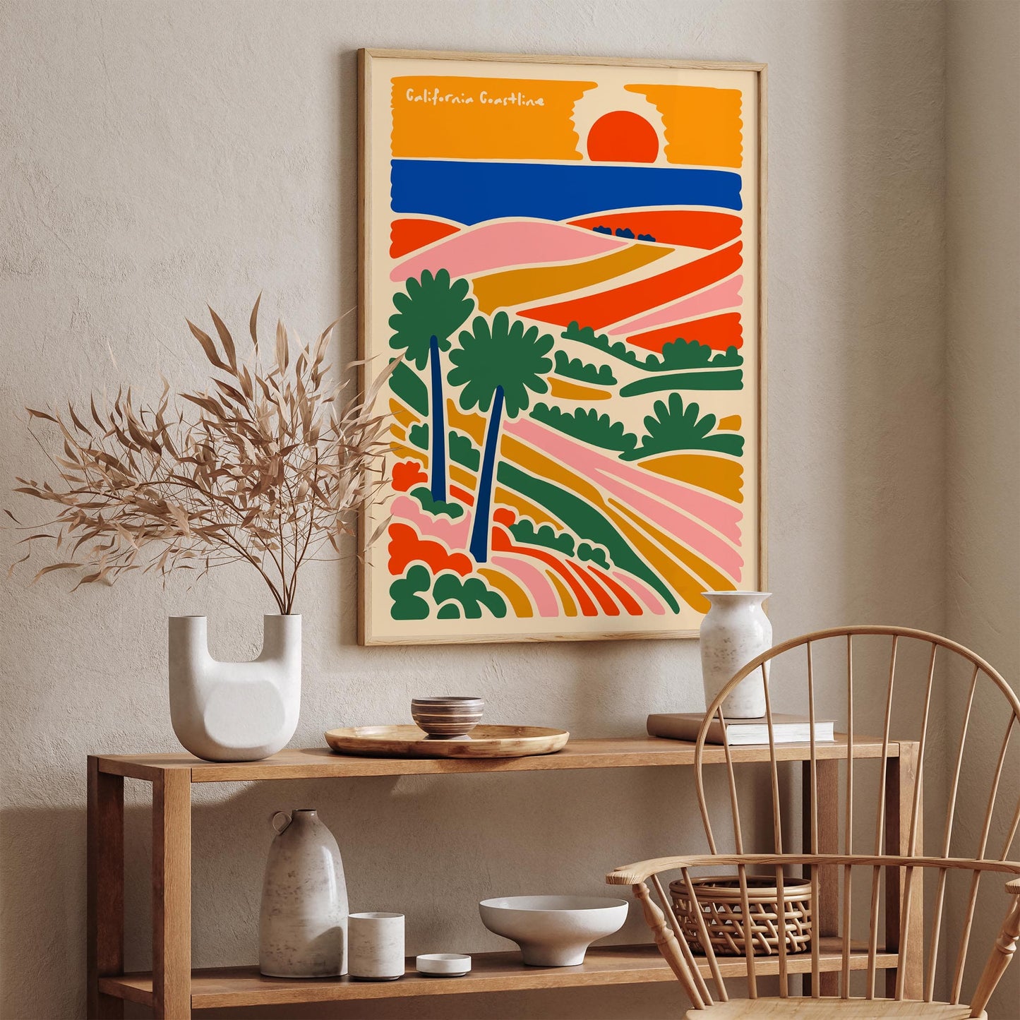 California Coastline Colorful Landscape Poster