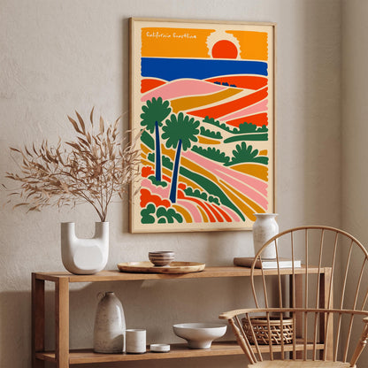 California Coastline Colorful Landscape Poster