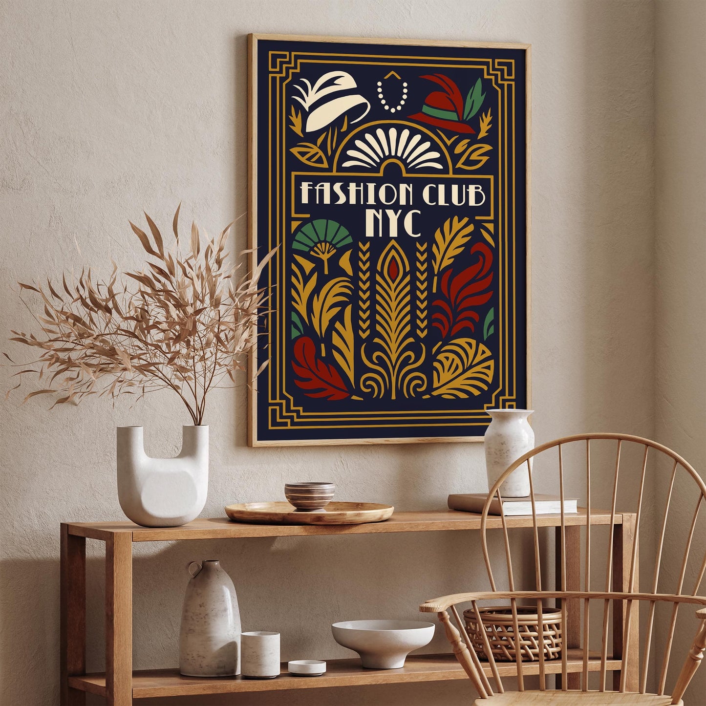 Fashion Club New York City Poster, Art Deco Gatsby Style Print
