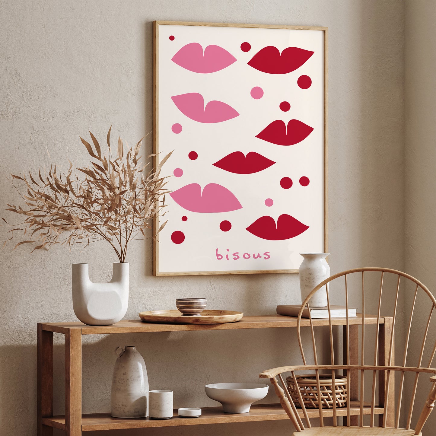 Bisous Kisses French Wall Art 2024