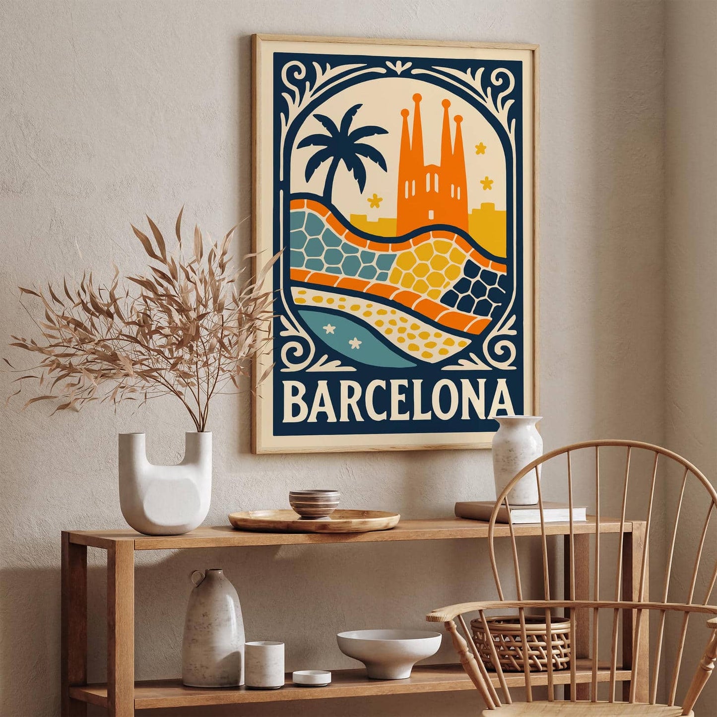 Barcelona Travel Retro Poster