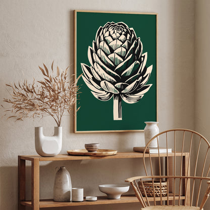 Vintage Linocut Artichoke Art Print