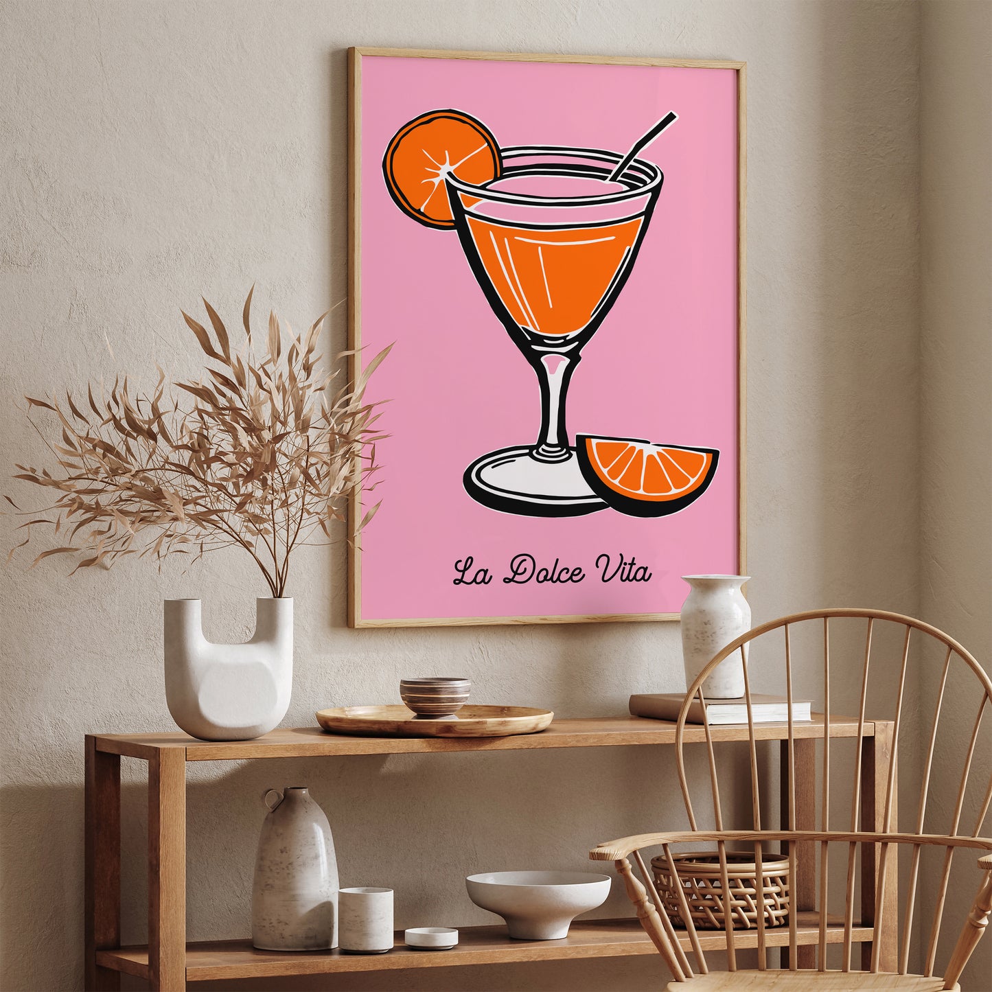 Pink Summer Poster La Dolce Vita Quote