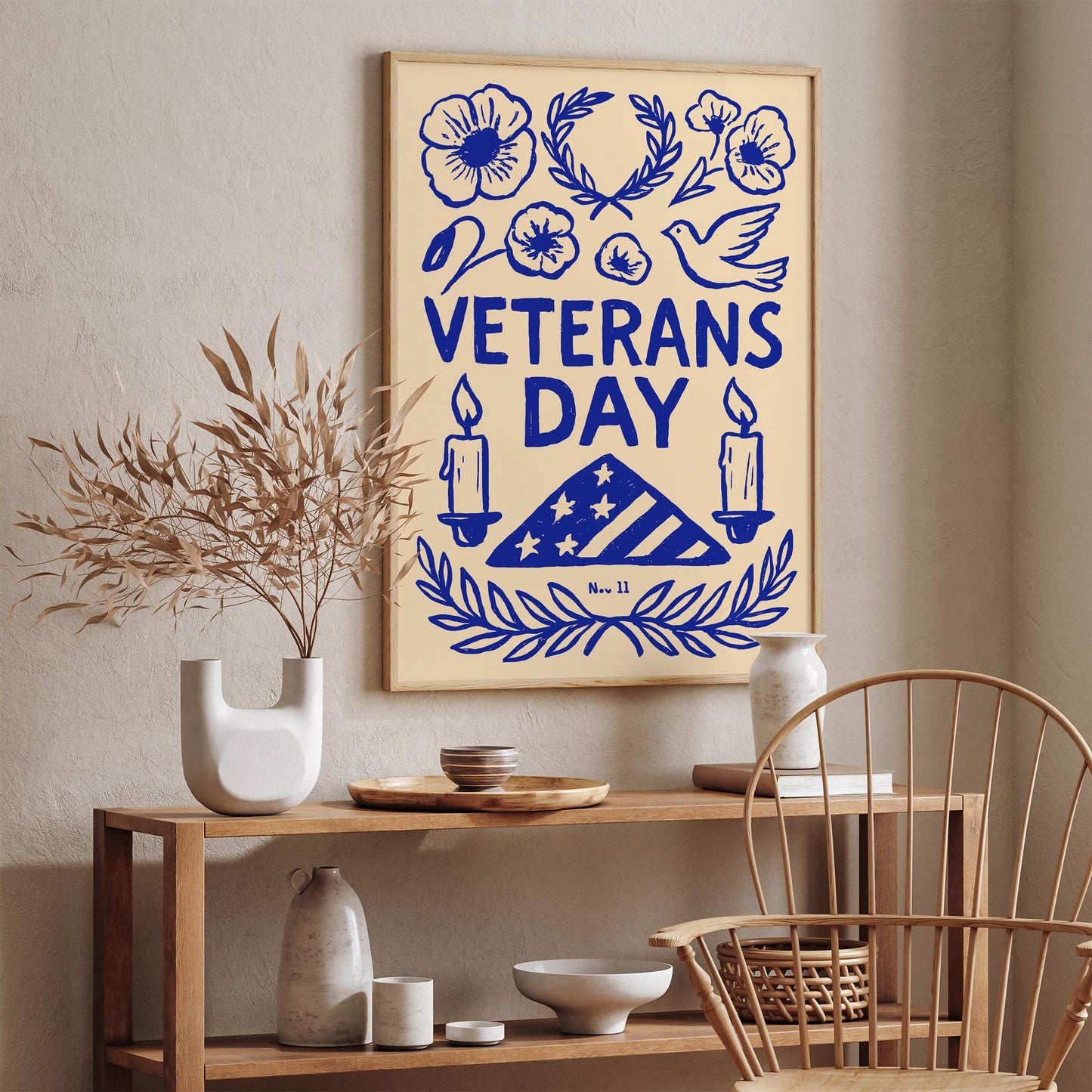 Veterans Day November 11 Blue Poster